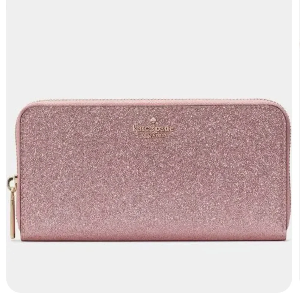 Kate‎ Spade New York Tinsel Smooth Glitter Large Wallet (Rose gold)